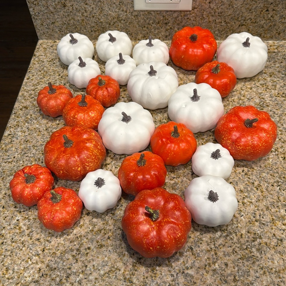 Decorative pumpkins. Plastic. Pumpkin fall decor